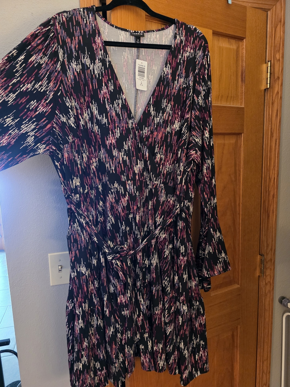 NWT Torrid Black & Pink Mini Wrap Dress